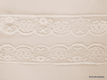 Wholesale White Embroidered Net Lace Trim Ribbon Approx 46mm wide